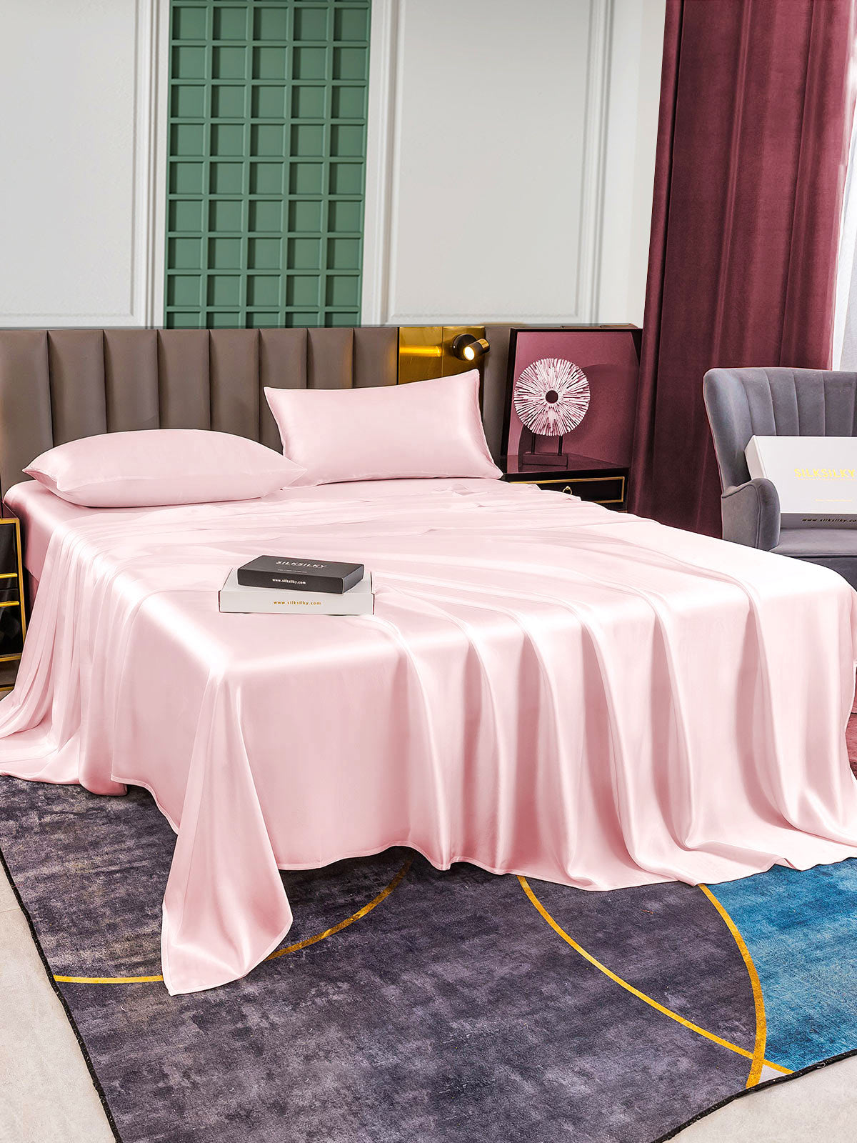 SilkSilky AU 25Momme Pure Silk Bedding Set Pink 003