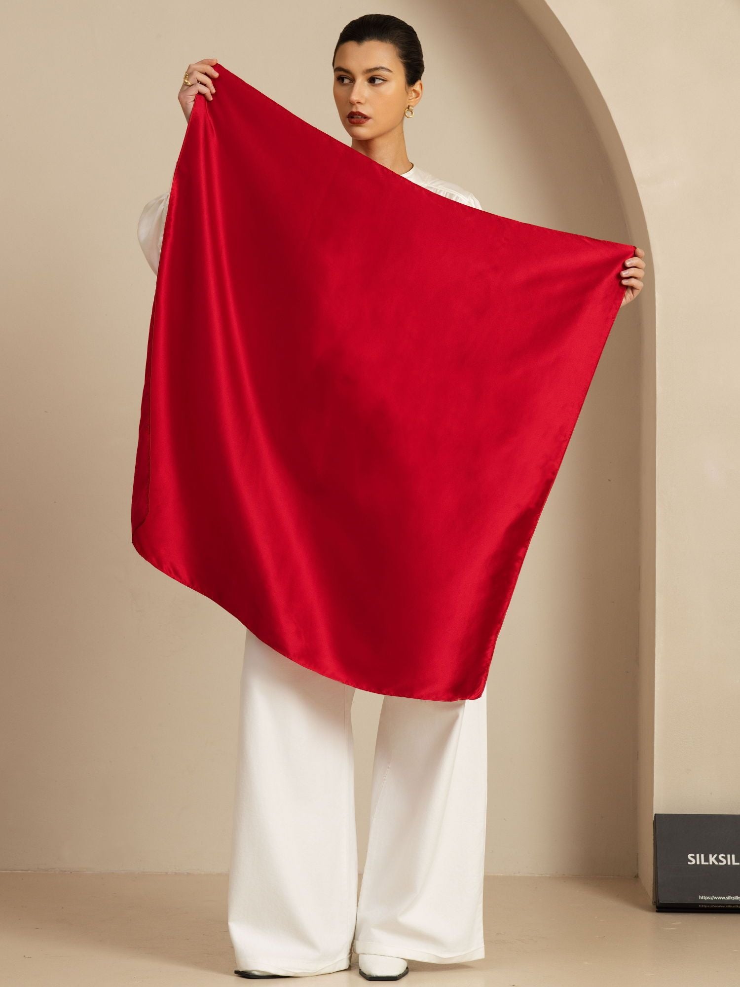 [Wine] SilkSilky-AU Pure Silk Scarf 003