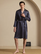 [Navy Chain] SilkSilky-AU Long Sleeve Mens Robe 001