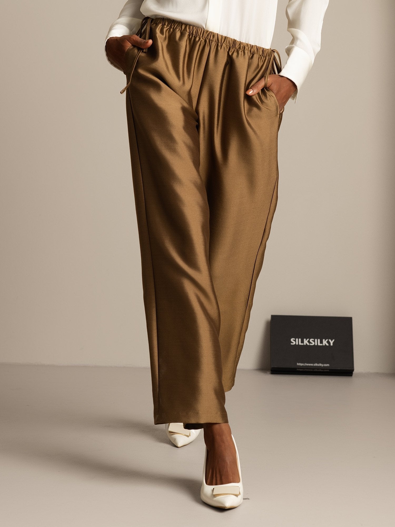 [Bronze] SilkSilky-AU 32Momme Wool Womens Pants 006,
