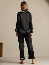 [Black] SilkSilky-AU Long Sleeve Notch Collar Women's Pyjamas 002
