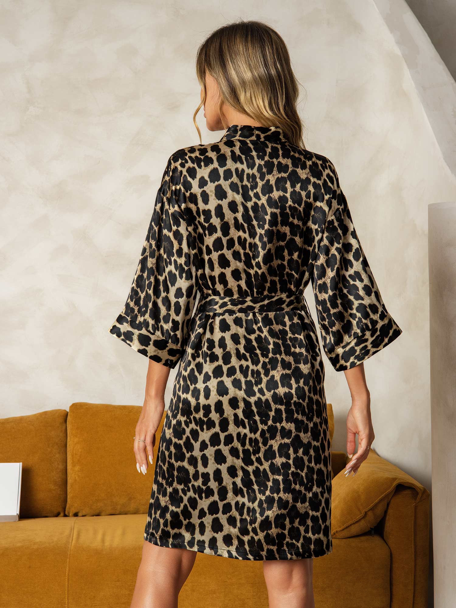 [Leopard] SilkSilky-AU Pure Silk Womens Robe 002