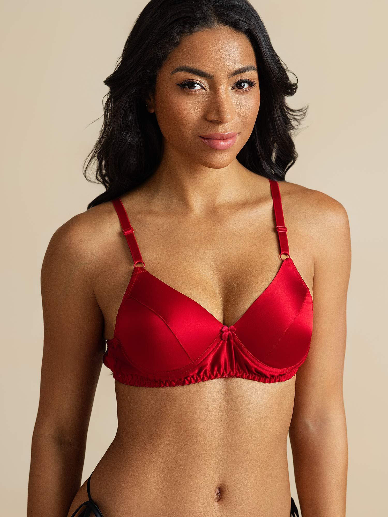 [Red] SilkSilky-AU Pure Silk Bra 001,