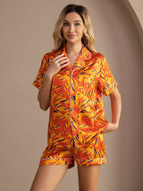 [Orange Dog] SilkSilky-AU Short Sleeve Lapel Collar Women's Pyjamas 004