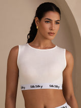 [White] SilkSilky-AU Sleeveless Crew Neck Camisole 001