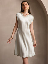 [Light Green] SilkSilky-AU Cap Sleeve V Neck Nightgown 004