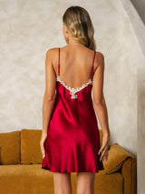[Wine] SilkSilky-AU Sleeveless V Neck Nightgown 003