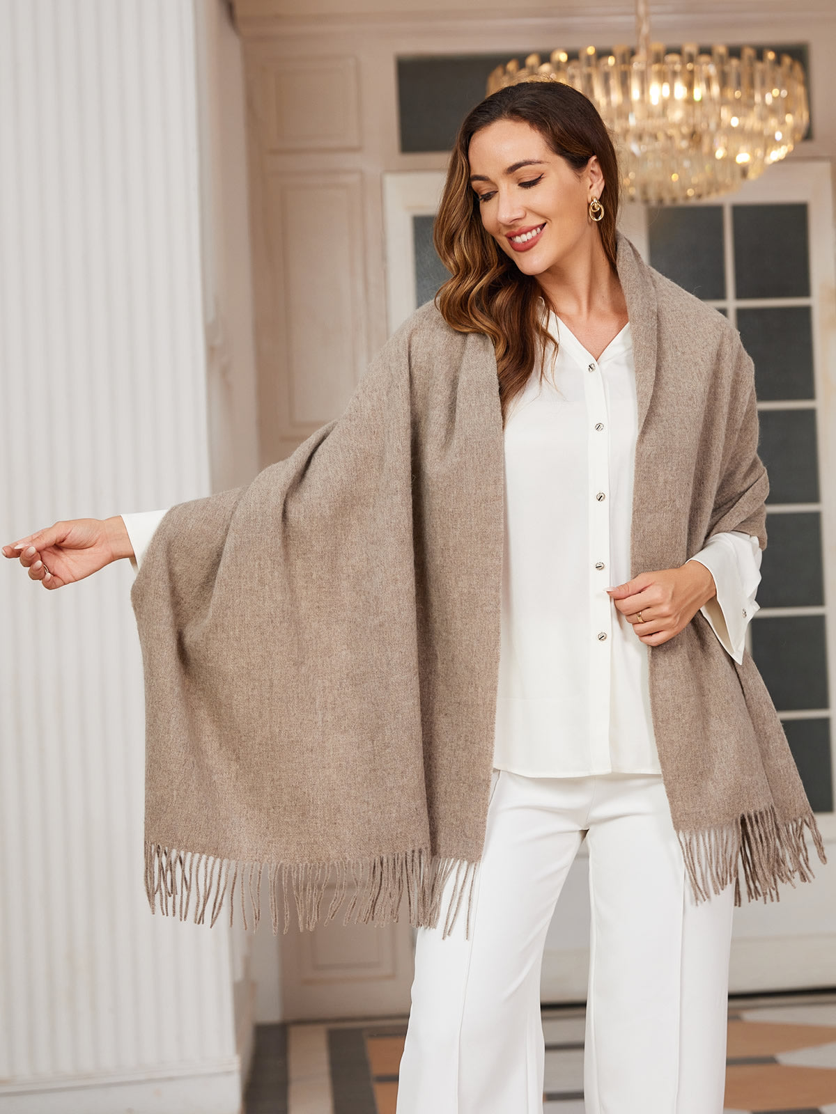 [Dark Khaki] SilkSilky-AU Wool Scarf 004