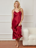 SilkSilky-AU Pure Silk Sleeveless Boat Neck Dress Wine 004