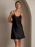 SilkSilky AU Pure Silk Sleeveless V Neck Dress Black 004