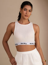 [White] SilkSilky-AU Sleeveless Crew Neck Camisole 001