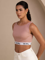 [Pink] SilkSilky-AU Sleeveless Crew Neck Camisole 005