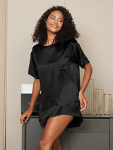 [Black] SilkSilky-AU Short Sleeve Round Neck Women's Pyjamas 001