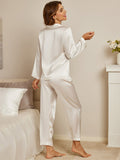 SilkSilky AU Pure Silk Long Sleeve Lapel Women's Pyjamas White 003