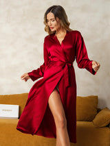 [Wine] SilkSilky-AU Long Sleeve Women's Dressing Gown 001