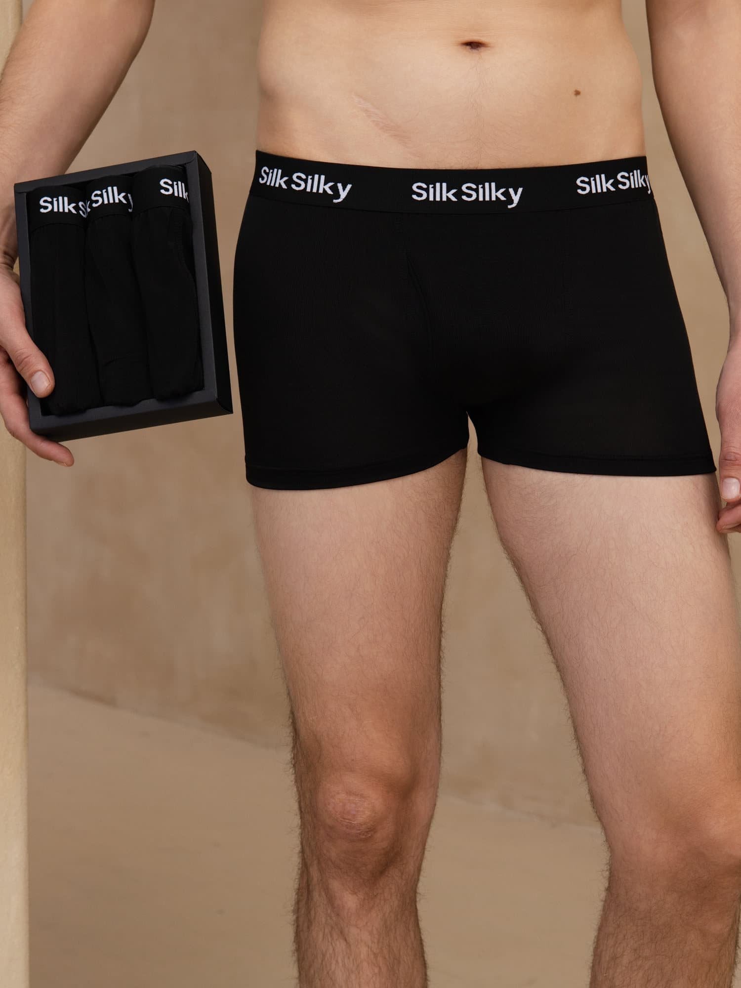 [Black] SilkSilky-AU 100% Silk Jersey Men's Underwear 001