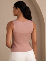 [Pink] SilkSilky-AU Sleeveless Round Neck Camisole 002