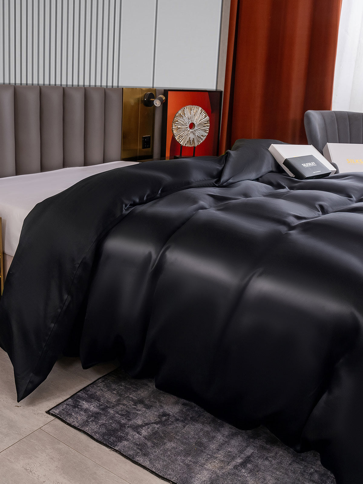 SilkSilky AU 22Momme Pure Silk Duvet Cover Black 003