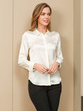 SilkSilky-AU Silk Long Sleeve Collar Women's Shirt White 003