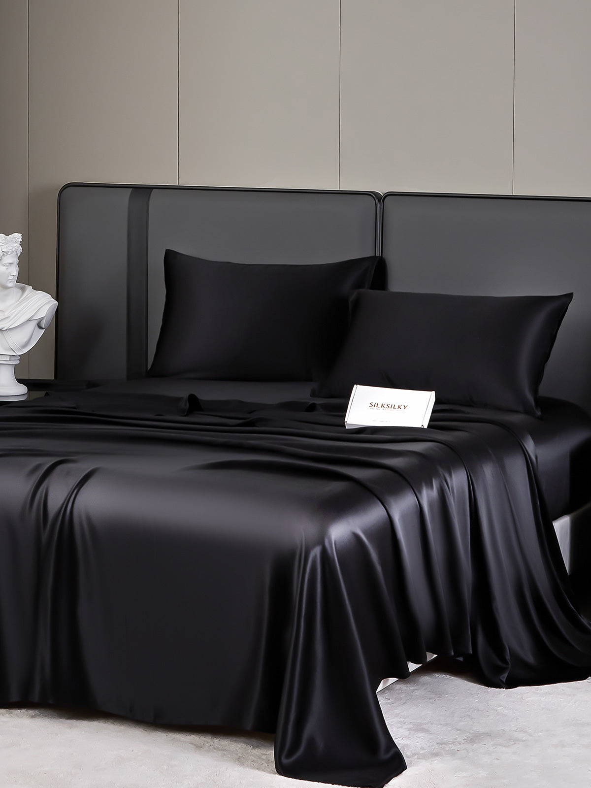 [Black] SilkSilky-AU 19Momme Pure Silk Bedding Set 005