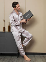 [Pale Mauve] SilkSilky-AU Long Sleeve Notch Collar Men's Pyjamas 005
