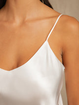[White] SilkSilky-AU Spaghetti Strap V Neck Camisole Set 008