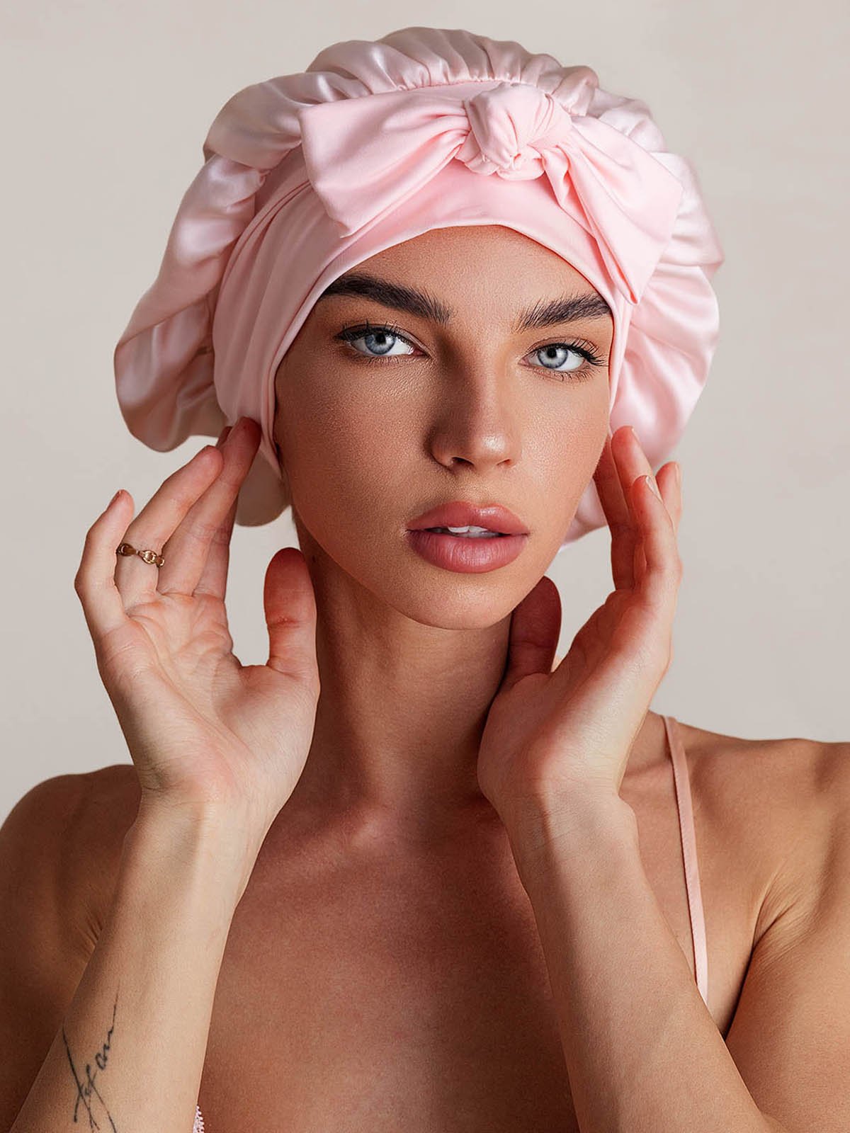 SilkSilky-AU Pure Silk Sleep Cap LightPink 001