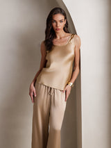 [Champagne] SilkSilky-AU Sleeveless Square Neck Camisole Set 003