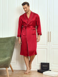 SilkSilky AU Pure Silk Long Sleeve Lapel Men's Dressing Gown Wine 006