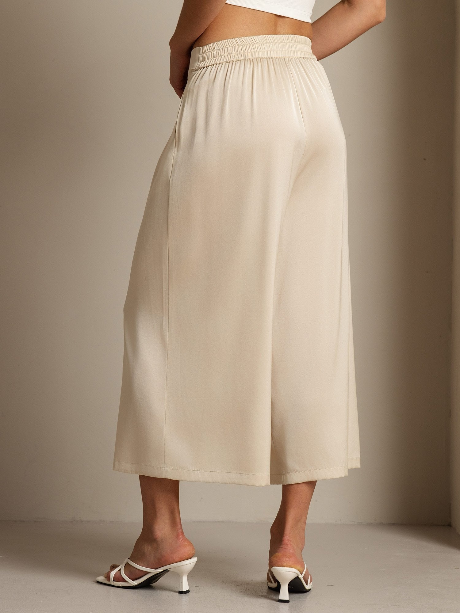 [Beige] SilkSilky-AU 19Momme Silk Womens Pants 002