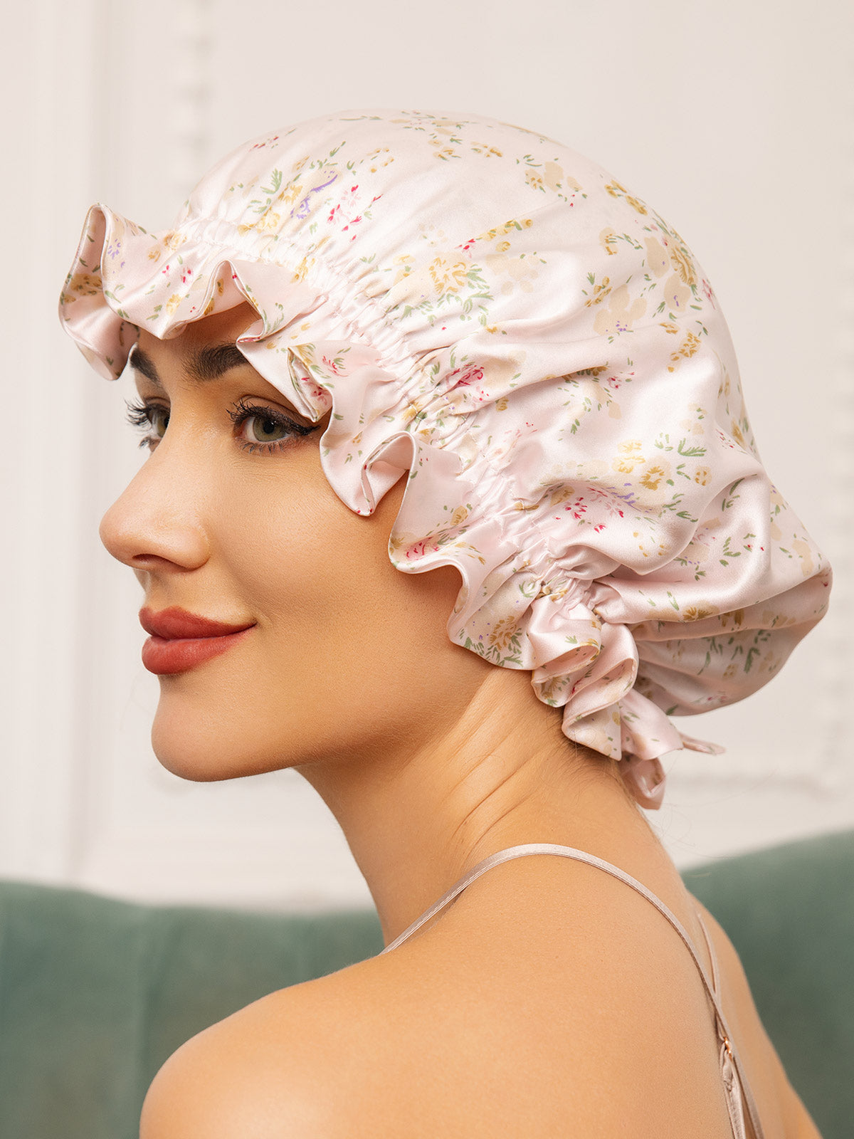 SilkSilky-AU Pure Silk Sleep Cap Floral 001