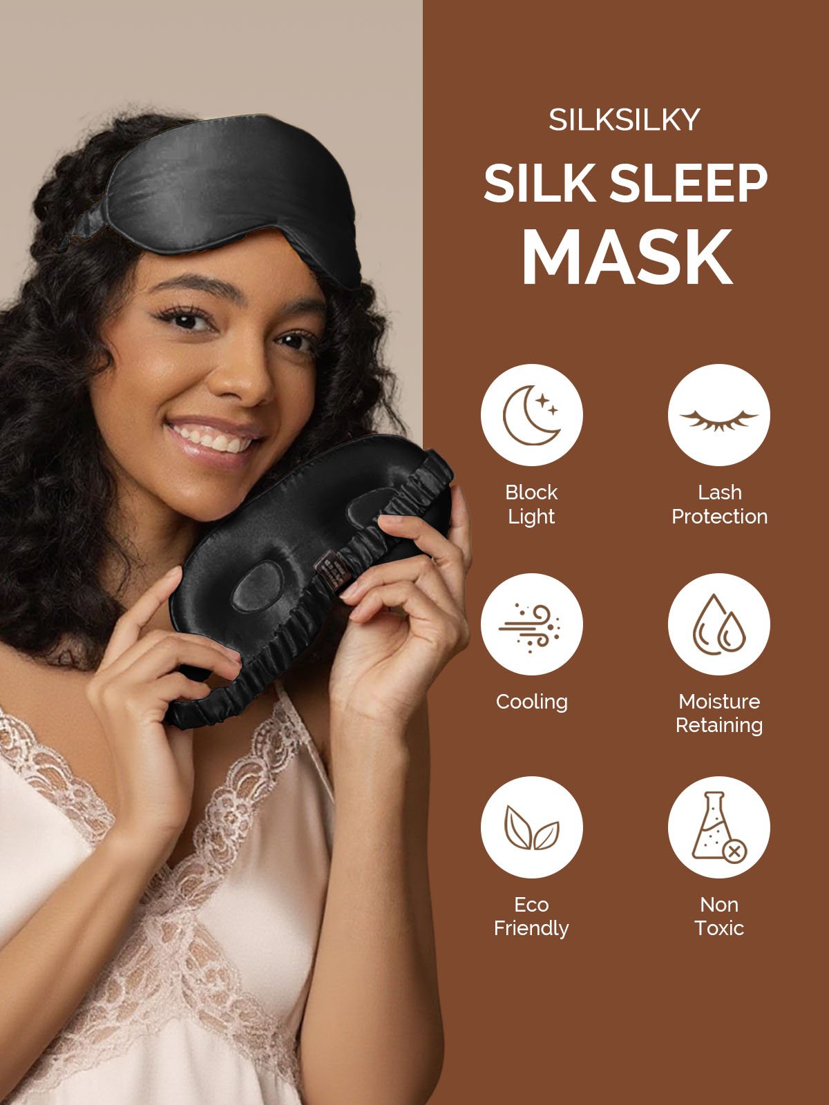 [Black] SilkSilky-AU 22Momme Pure Silk Eye Mask 003