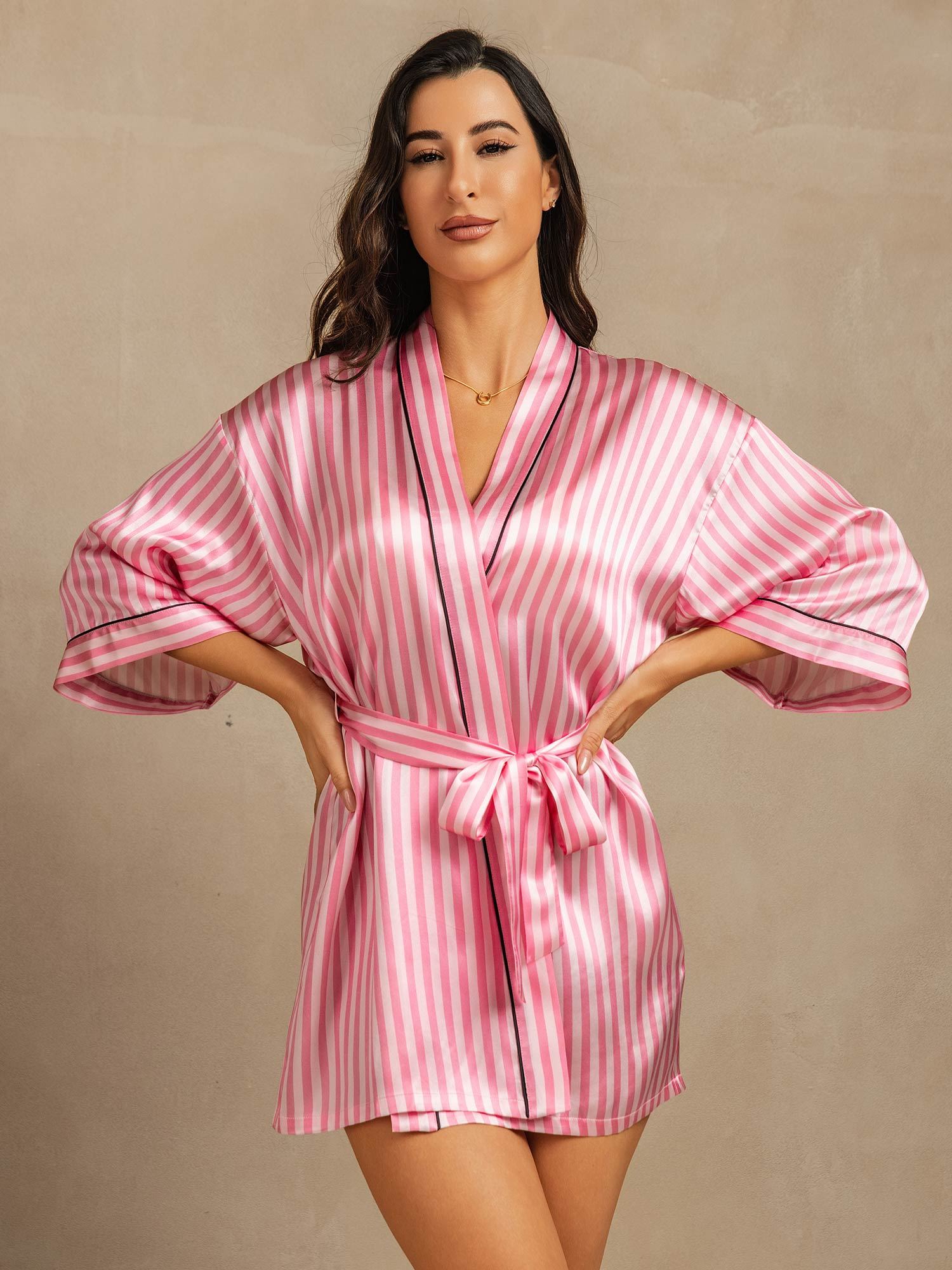 [Pink] SilkSilky-AU Pure Silk Womens Robe 001