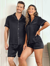 [Black] SilkSilky-AU Pure Silk Short Sleeve Couple 011