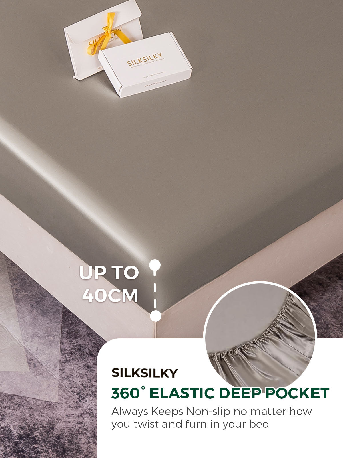 [Gray] SilkSilky-AU 22Momme Pure Silk Sheet 004