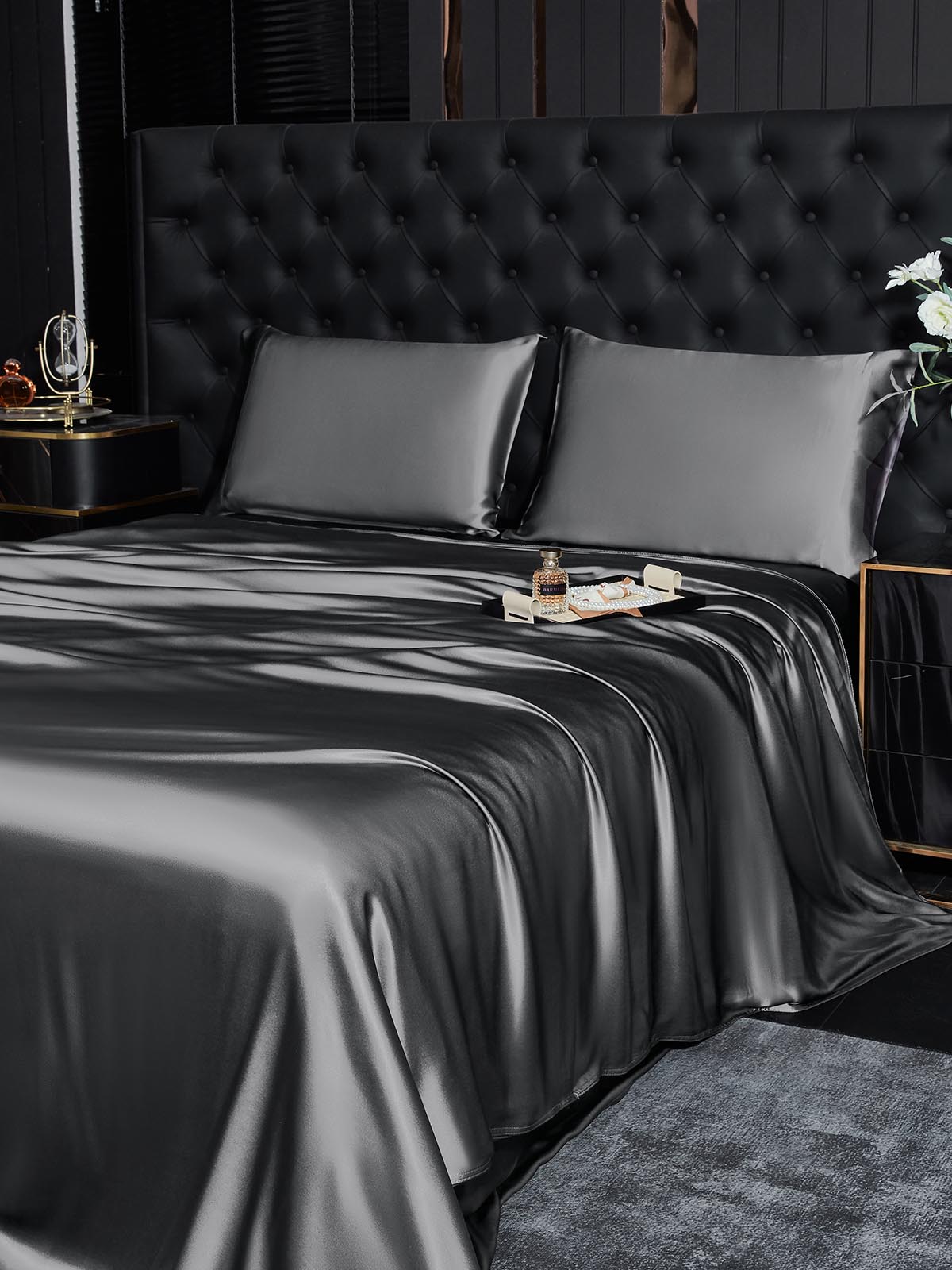[Dark Gray] SilkSilky-AU 19Momme Pure Silk Bedding Set 003