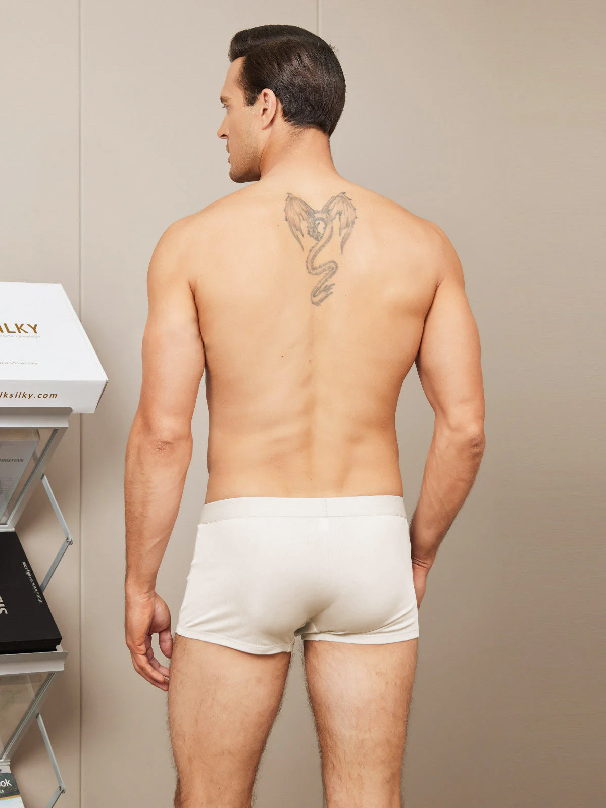 [Beige] SilkSilky-AU Pure Silk Mens Underwear 002