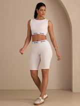[White] SilkSilky-AU Sleeveless Crew Neck Women's Outfit Sets 007