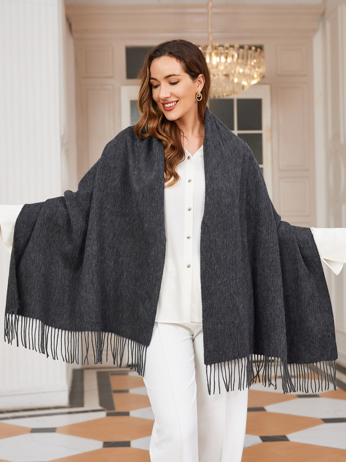 [Dark Gray] SilkSilky-AU Wool Scarf 003