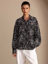 [Black Wave] SilkSilky-AU Long Sleeve Lapel Collar Women's Shirt 001