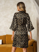 [Leopard] SilkSilky-AU Pure Silk Womens Robe 002,
