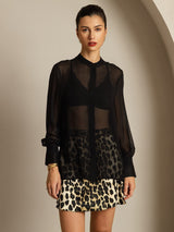 [Black] SilkSilky-AU Pure Silk Split Women's Shirt 001