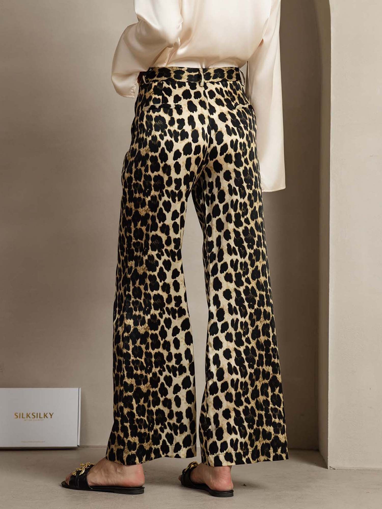 [Leopard] SilkSilky-AU 19Momme Silk Womens Pants 002