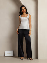 [Silver] SilkSilky-AU 19Momme Stretch Silk Charmeuse Sleeveless Scoop Neck Camisole 007