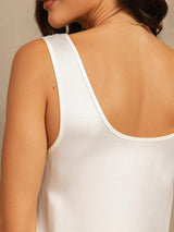 [White] SilkSilky-AU 19Momme Machine-Washable Silk Sleeveless Scoop Neck Women's Pyjamas 004