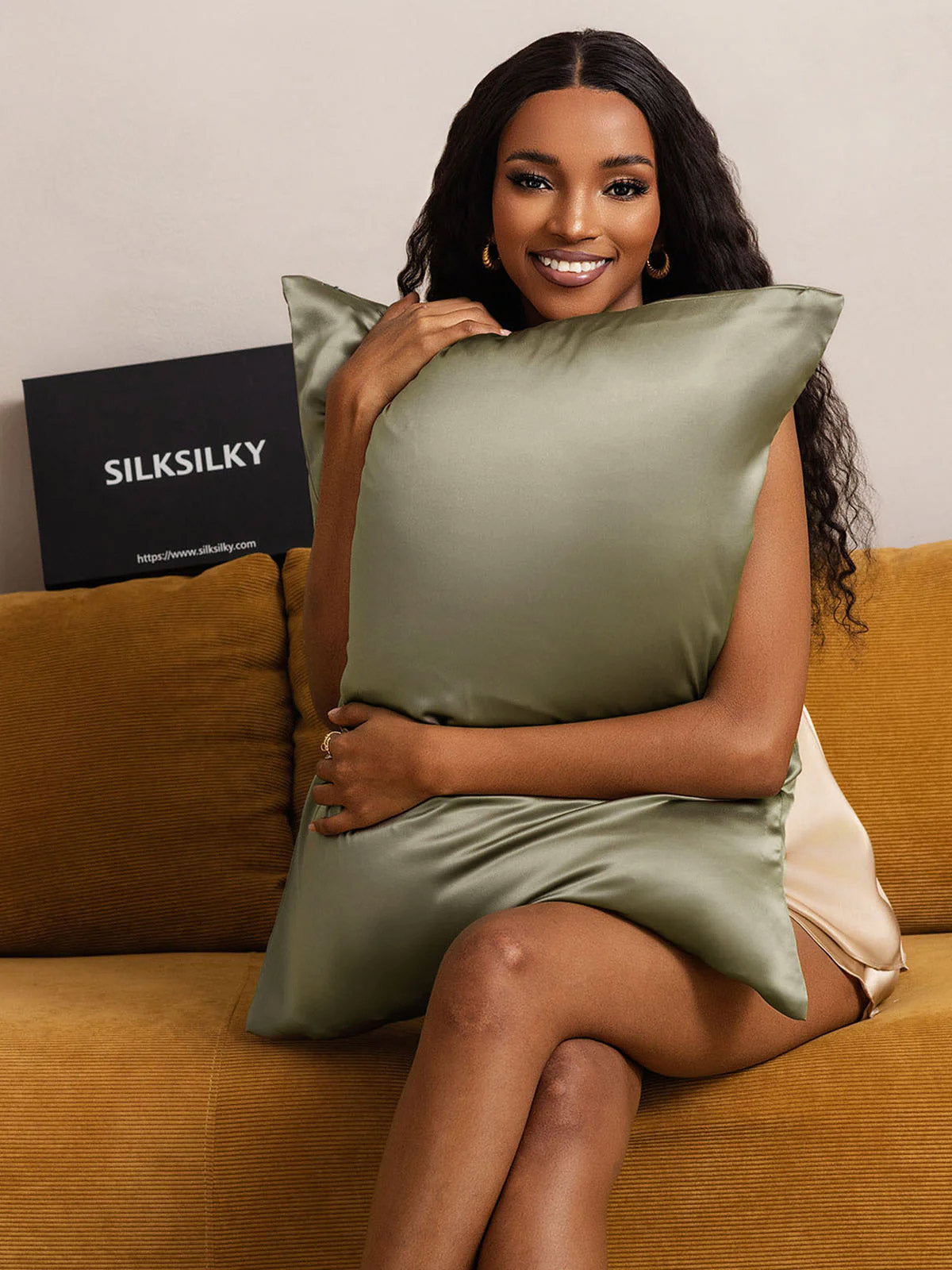 [Olive Green] SilkSilky-AU 22Momme Pure Silk Pillowcase 002