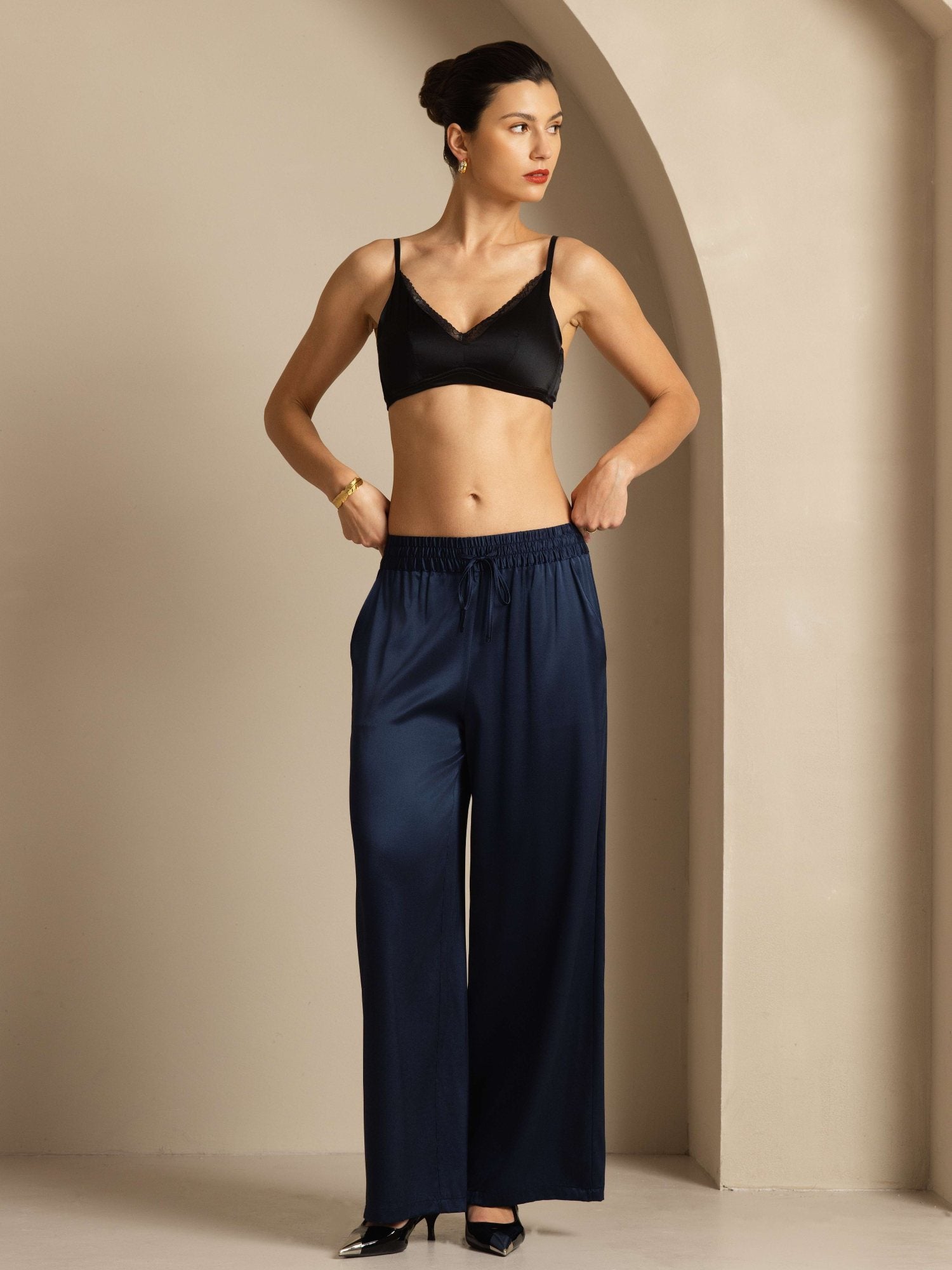 [DarkBlue] SilkSilky-AU 19Momme Silk Womens Pants 008