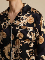 [Black Dragon] SilkSilky-AU Long Sleeve Lapel Collar Men's Pyjamas 004