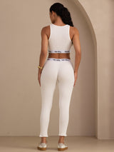 [White] SilkSilky-AU Sleeveless Crew Neck Women's Outfit Sets 002