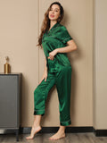 SilkSilky AU Pure Silk Short Sleeve Lapel Women's Pyjamas Green 005